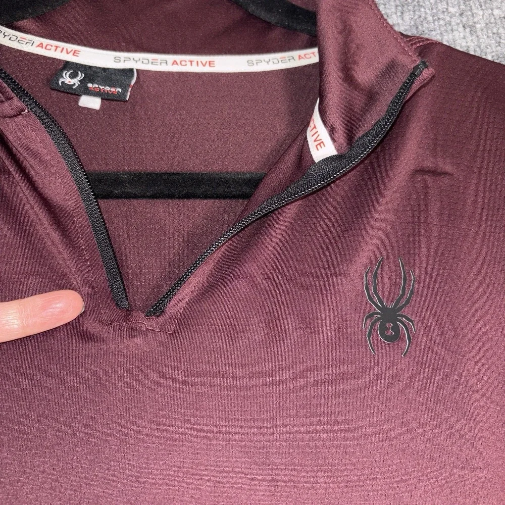 Spyder‎ Pullover Men's Small Burgundy Polyester 1/4 Zip Activewear Training